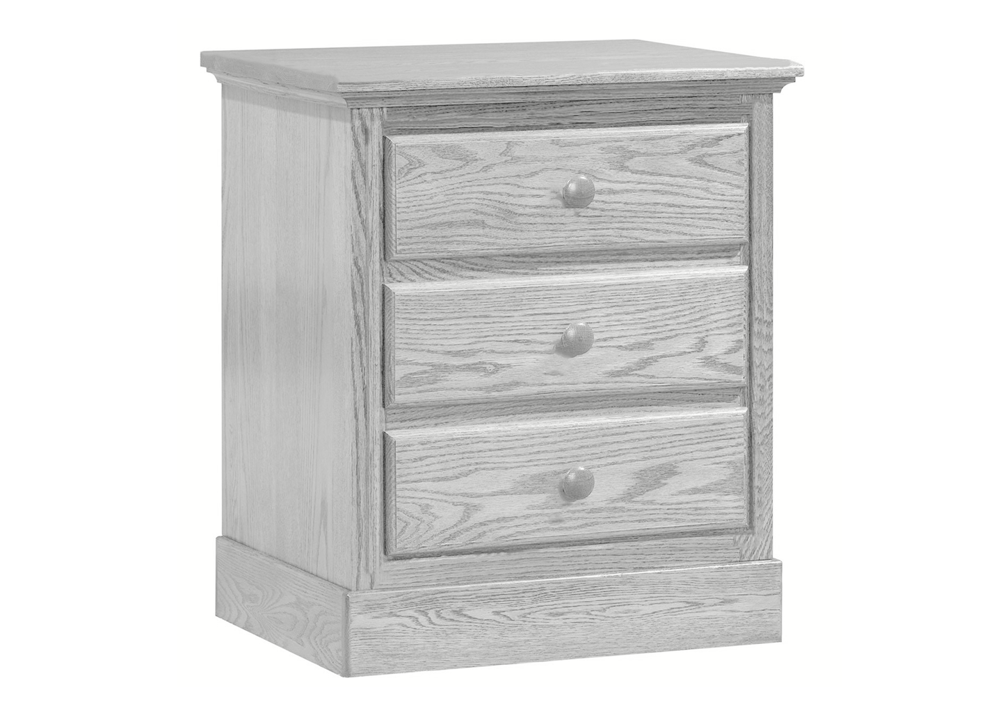 Traditional Solid Oak Wood 3 Drawer Nightstand