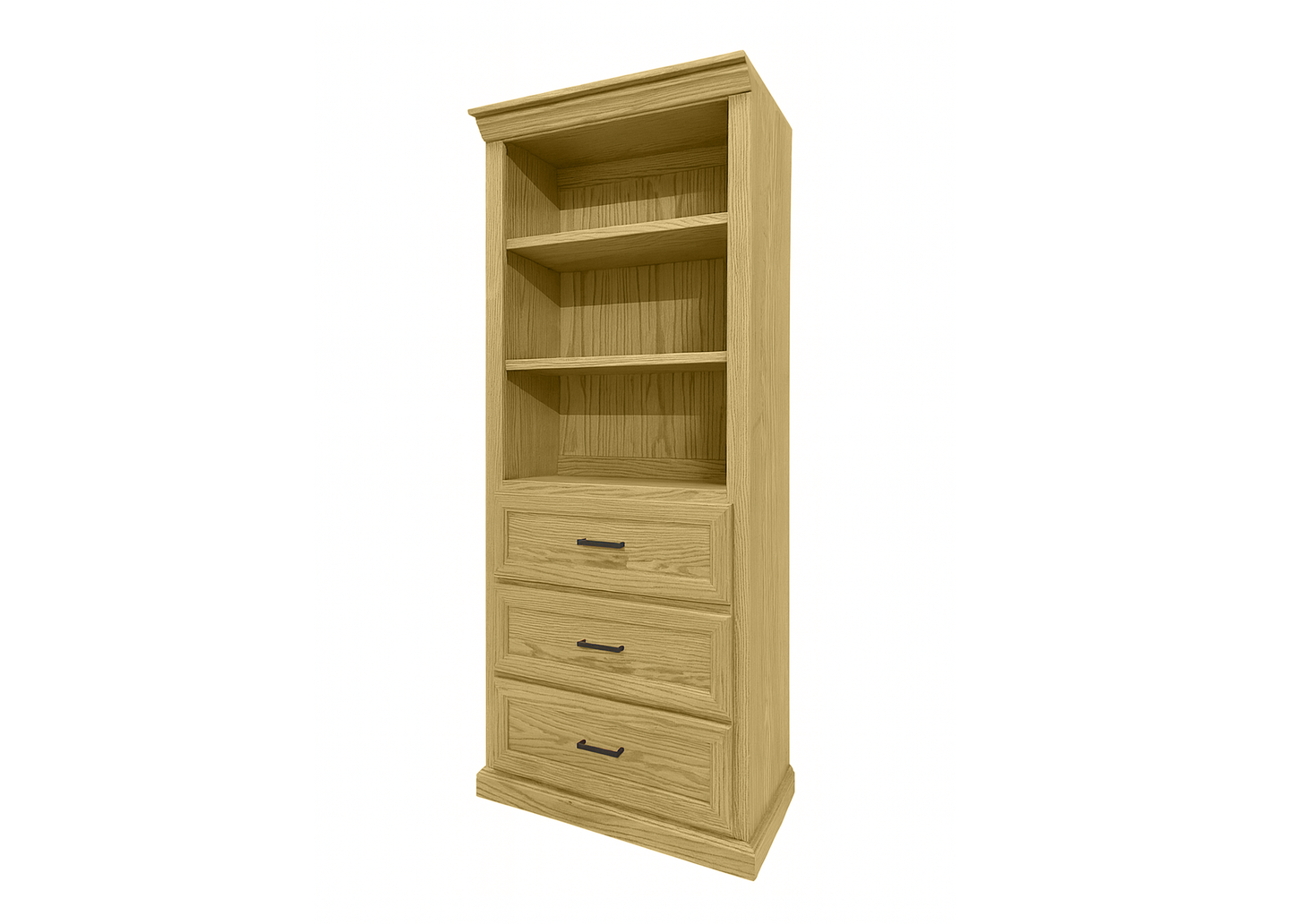 Modern Solid Wood Oak Bookcase with Storage