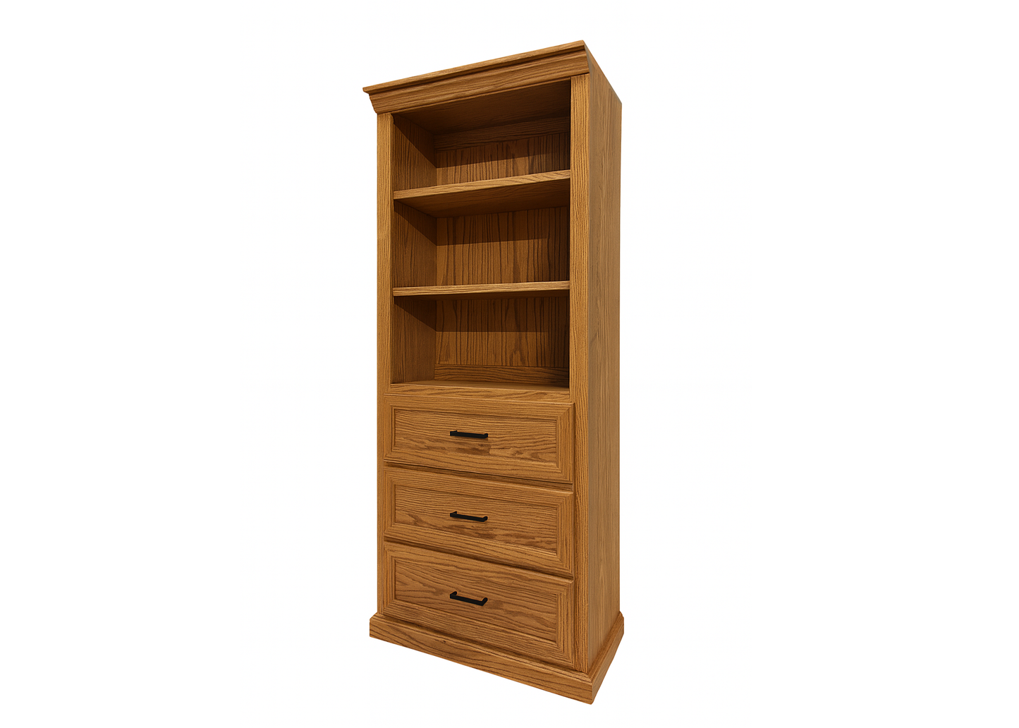 Modern Solid Wood Oak Bookcase with Storage