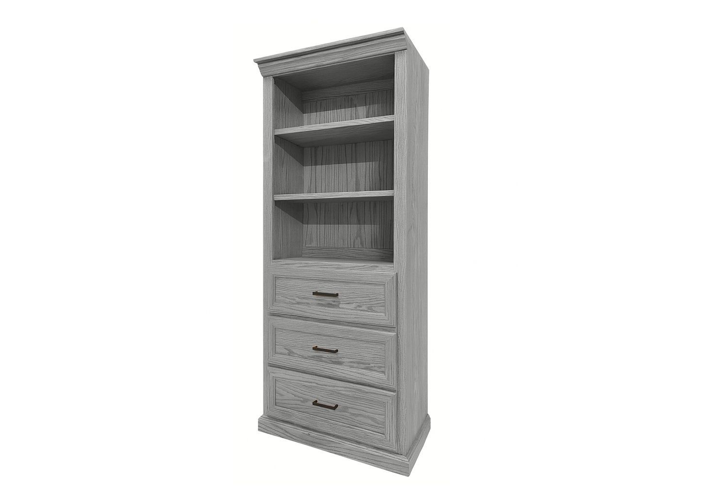 Modern Solid Wood Oak Bookcase with Storage