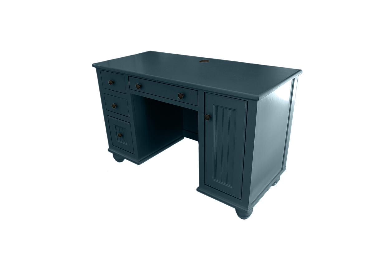 Coastal Solid Wood Computer Desk with CPU Storage eagle furniture smokey blue front