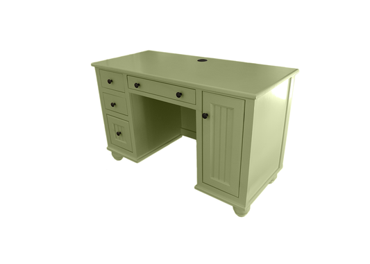 Coastal Solid Wood Computer Desk with CPU Storage eagle furniture summer sage front