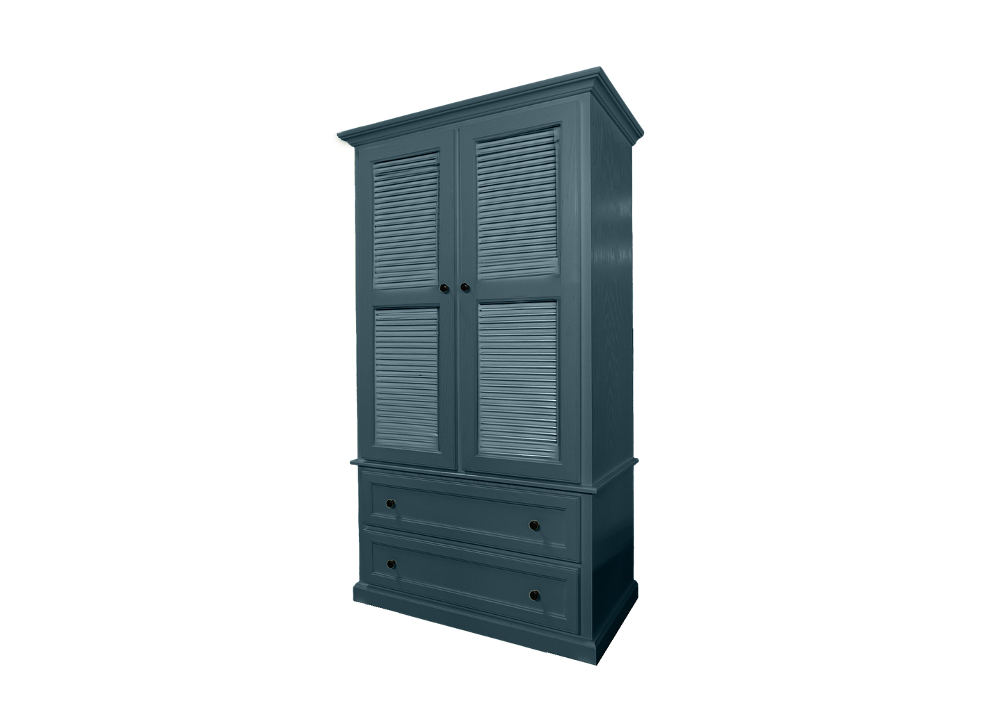 Modern Oak Solid Wood Wardrobe Shutter Style eagle furniture smokey blue front