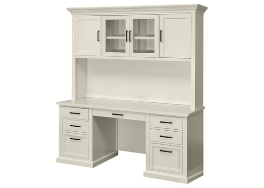 Modern Solid Wood Executive Desk with Hutch eagle furniture soft white front