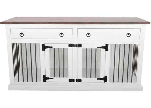 Modern Solid Wood Pet Kennel with Top Drawers eagle furniture white front