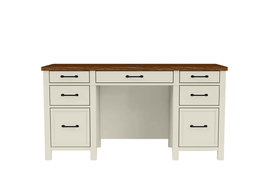 Modern Two-Tone Solid Wood Executive Computer Desk eagle furniture soft white front