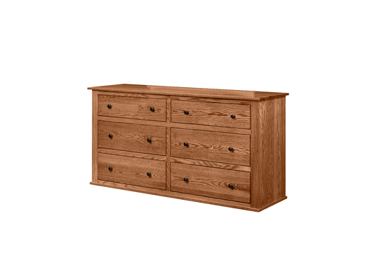 Classic Oak Solid Wood 6 Drawer Dresser