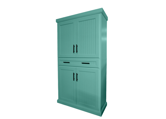 Coastal Extra wide Solid Wood Kitchen Pantry with Drawer