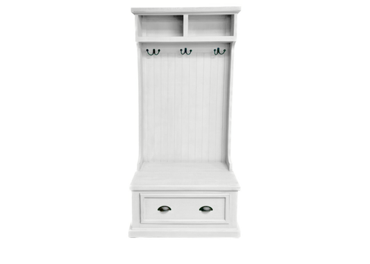 Rustic Solid wood hall tree eagle furniture white front