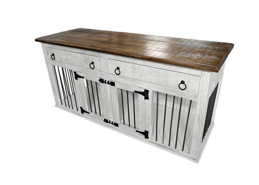 Rustic solid wood pet crate eagle furniture white front
