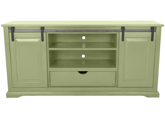 60" Traditional Solid Wood Sliding Barn Door TV Console