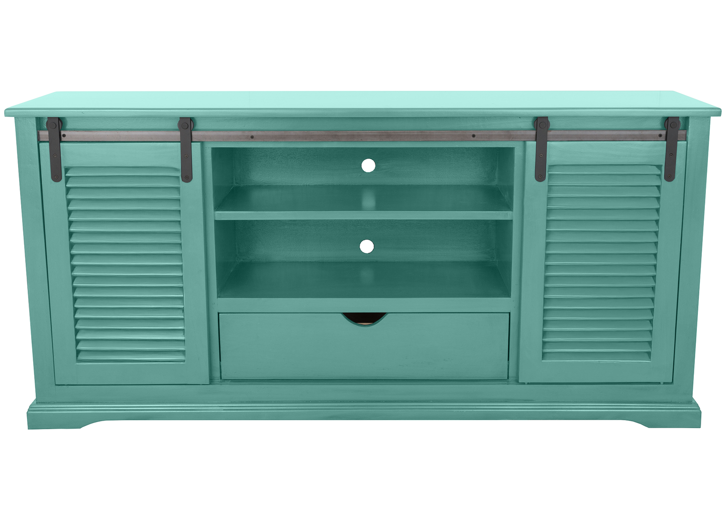 60" Shutter Style Sliding Barn Door Solid Wood TV Console