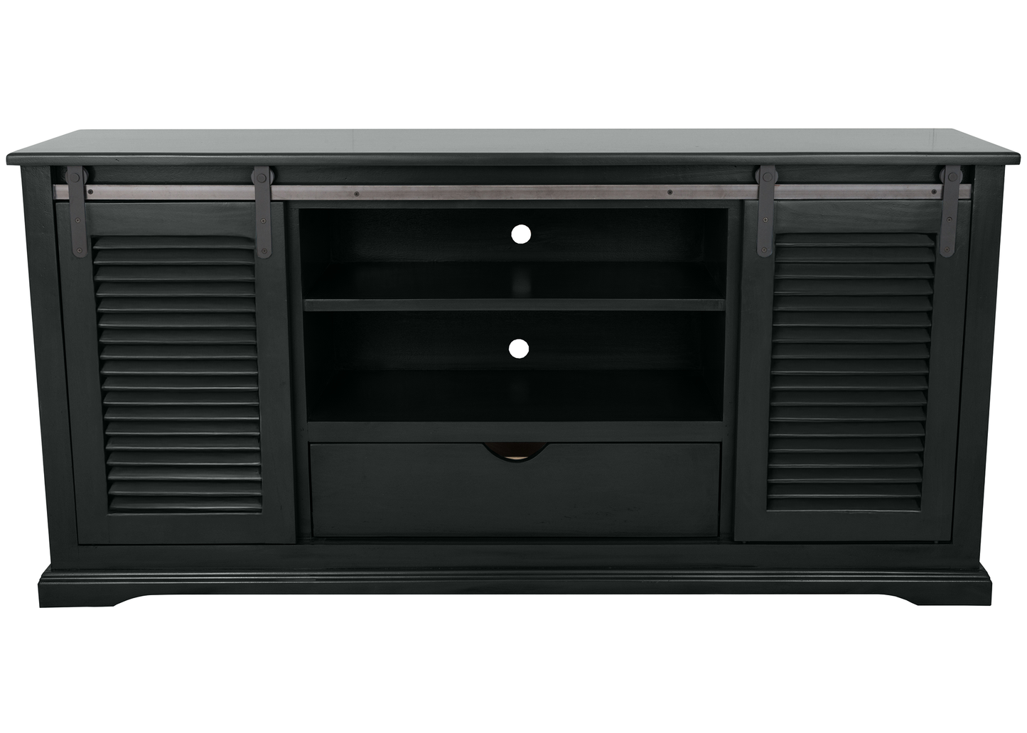 60" Shutter Style Sliding Barn Door Solid Wood TV Console