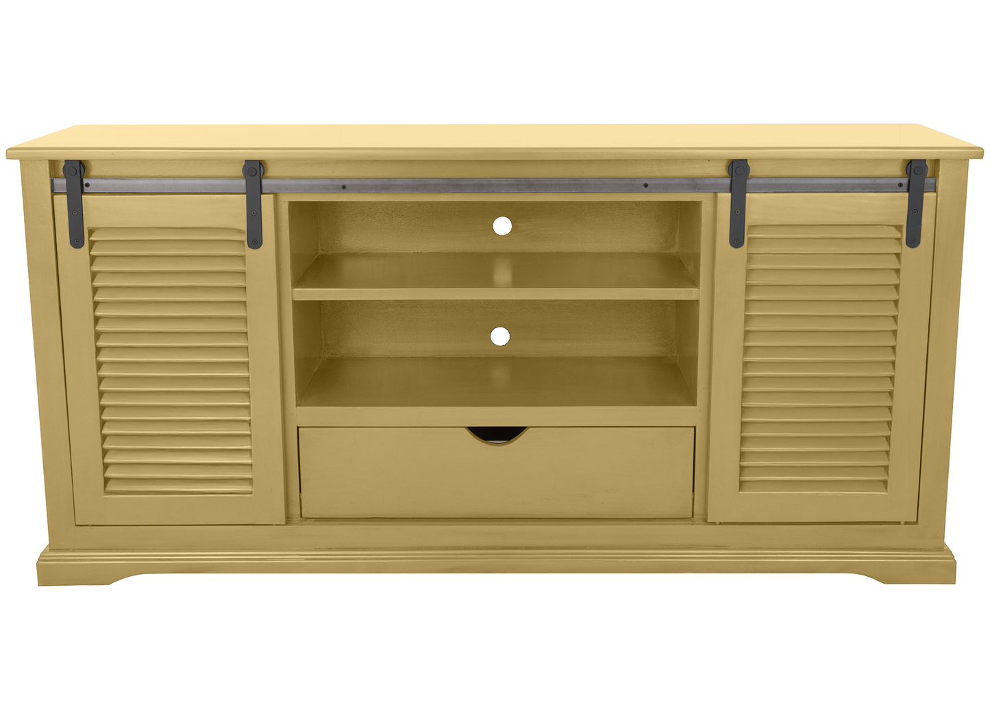 60" Shutter Style Sliding Barn Door Solid Wood TV Console