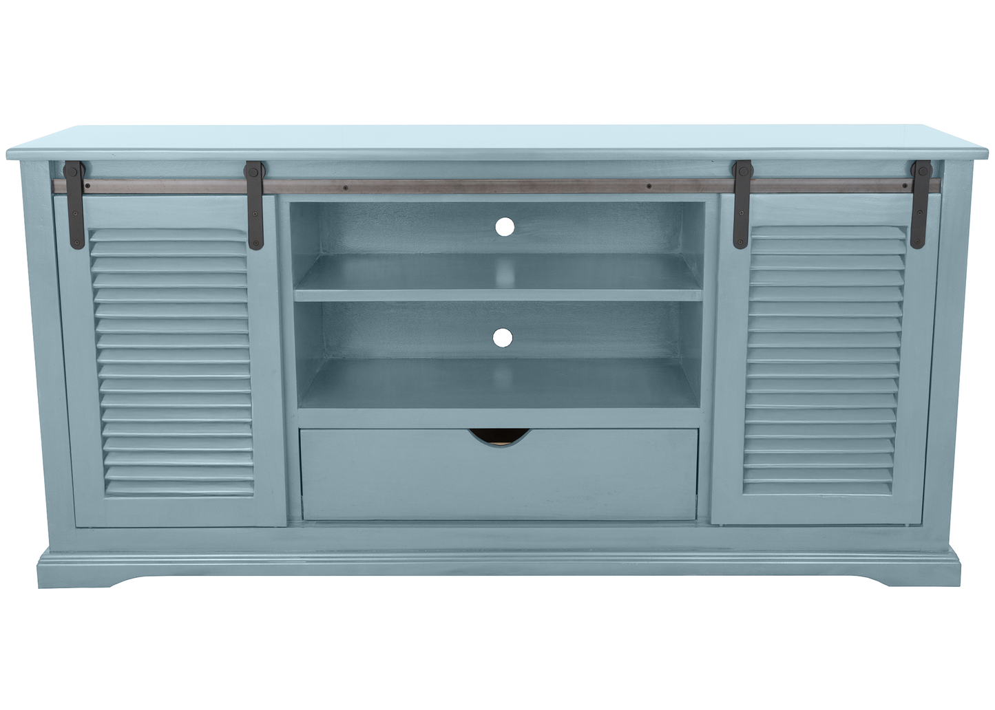 60" Shutter Style Sliding Barn Door Solid Wood TV Console