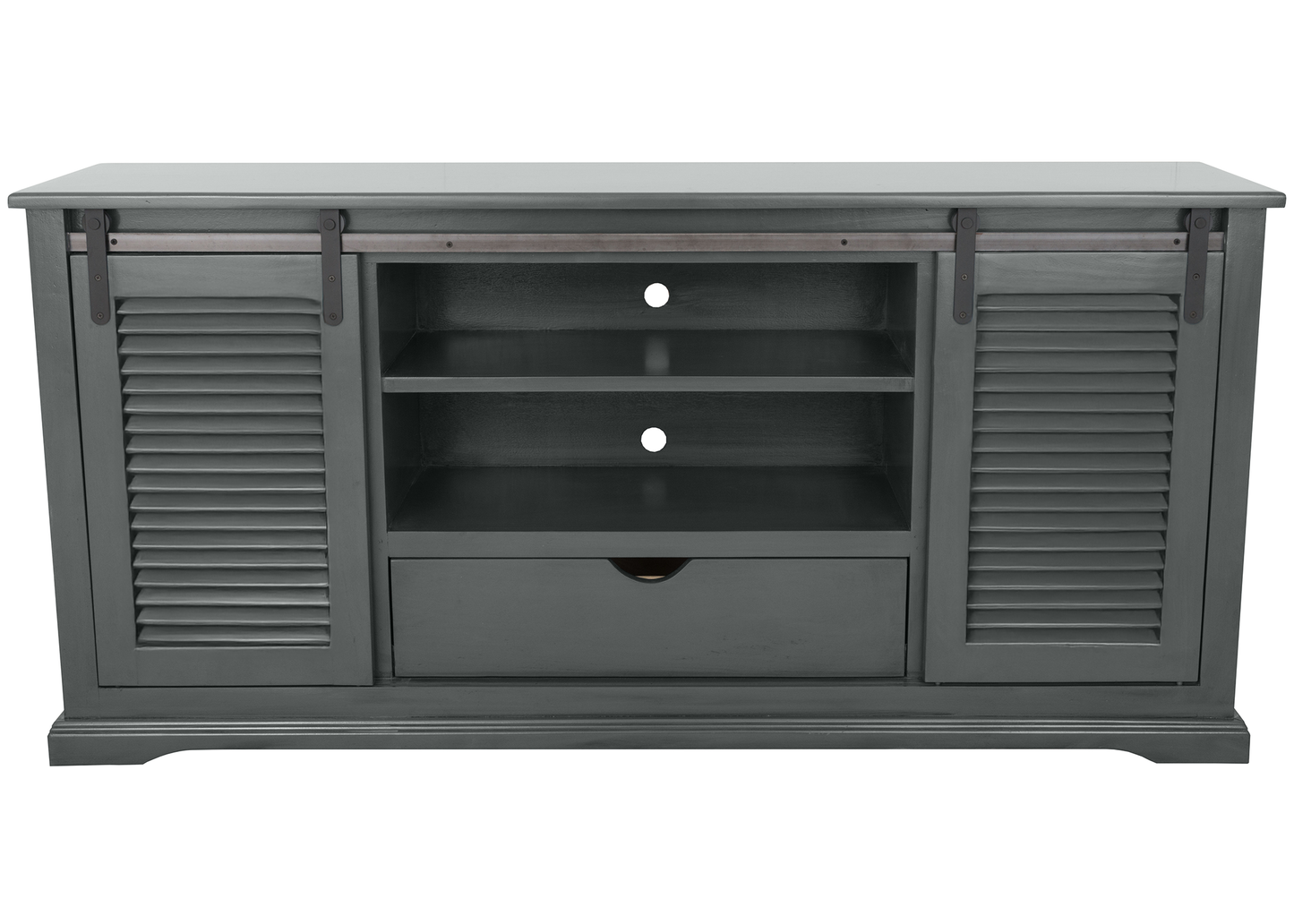 60" Shutter Style Sliding Barn Door Solid Wood TV Console