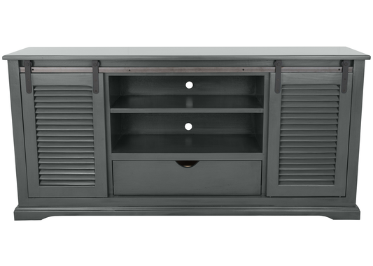 60" Shutter Style Sliding Barn Door Solid Wood TV Console