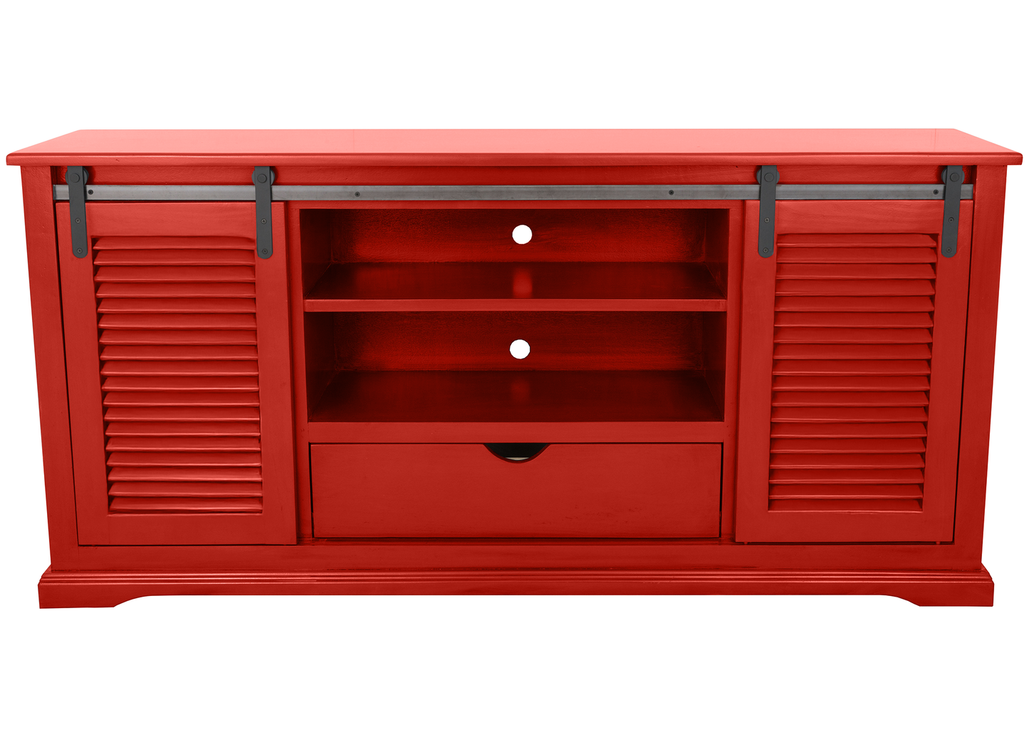 60" Shutter Style Sliding Barn Door Solid Wood TV Console