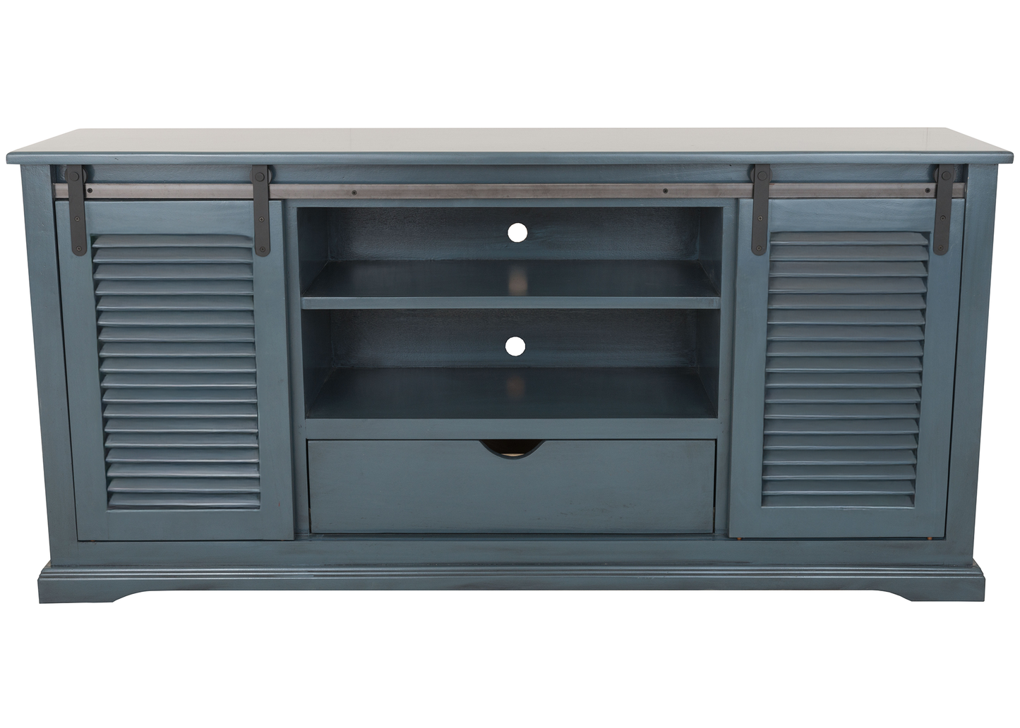 60" Shutter Style Sliding Barn Door Solid Wood TV Console