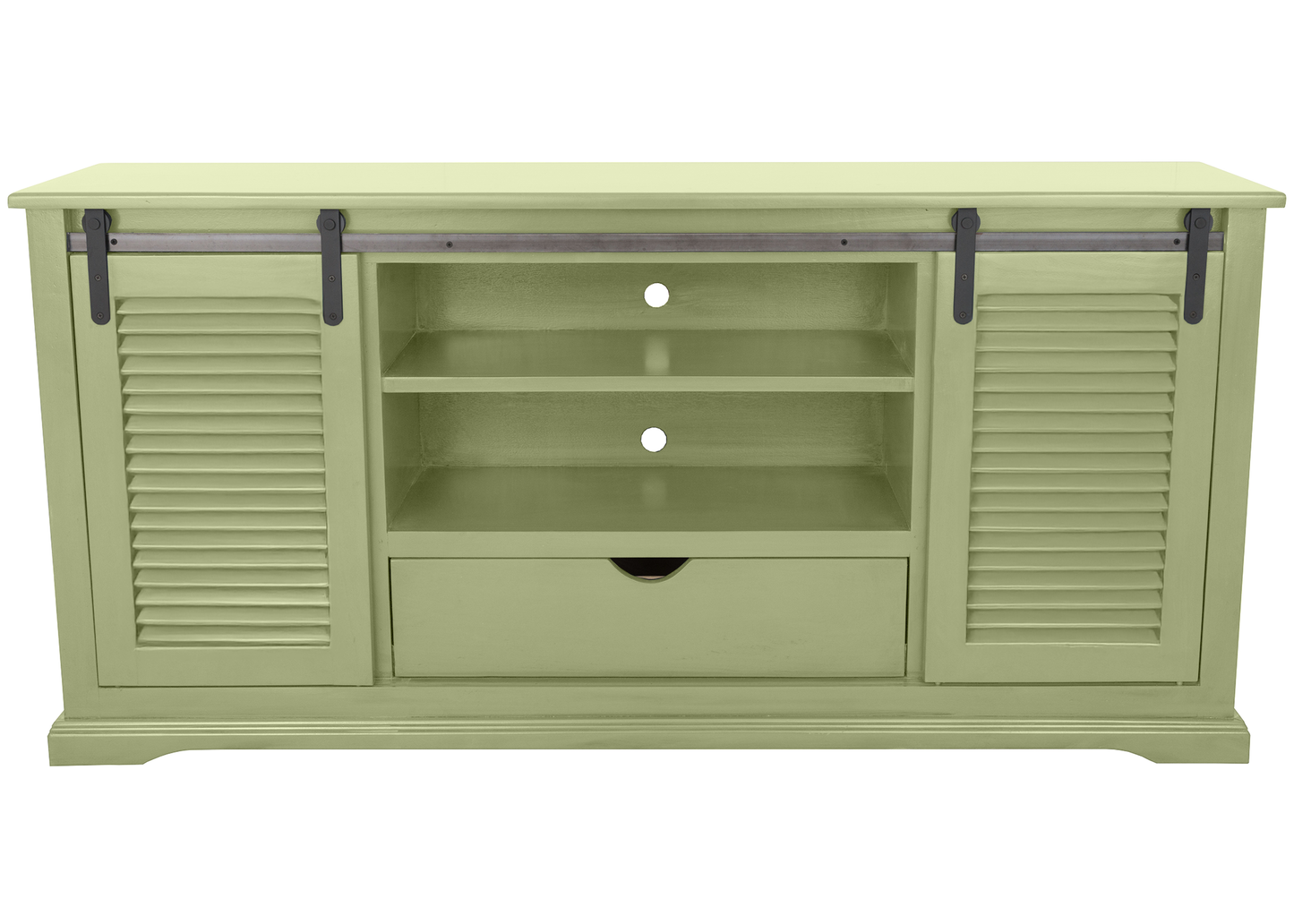 60" Shutter Style Sliding Barn Door Solid Wood TV Console