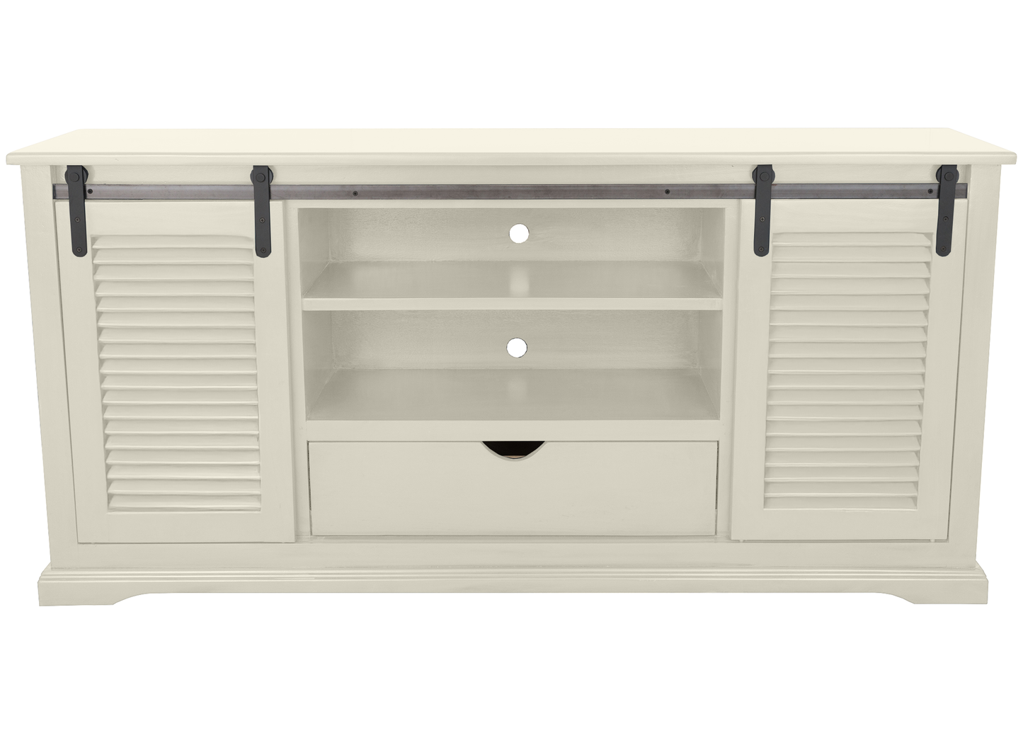 60" Shutter Style Sliding Barn Door Solid Wood TV Console