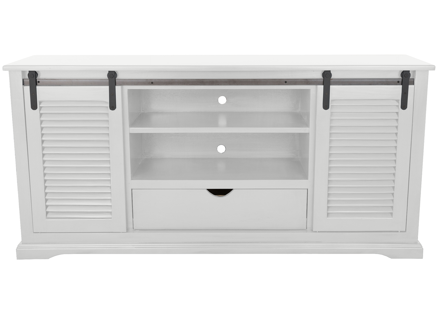 60" Shutter Style Sliding Barn Door Solid Wood TV Console