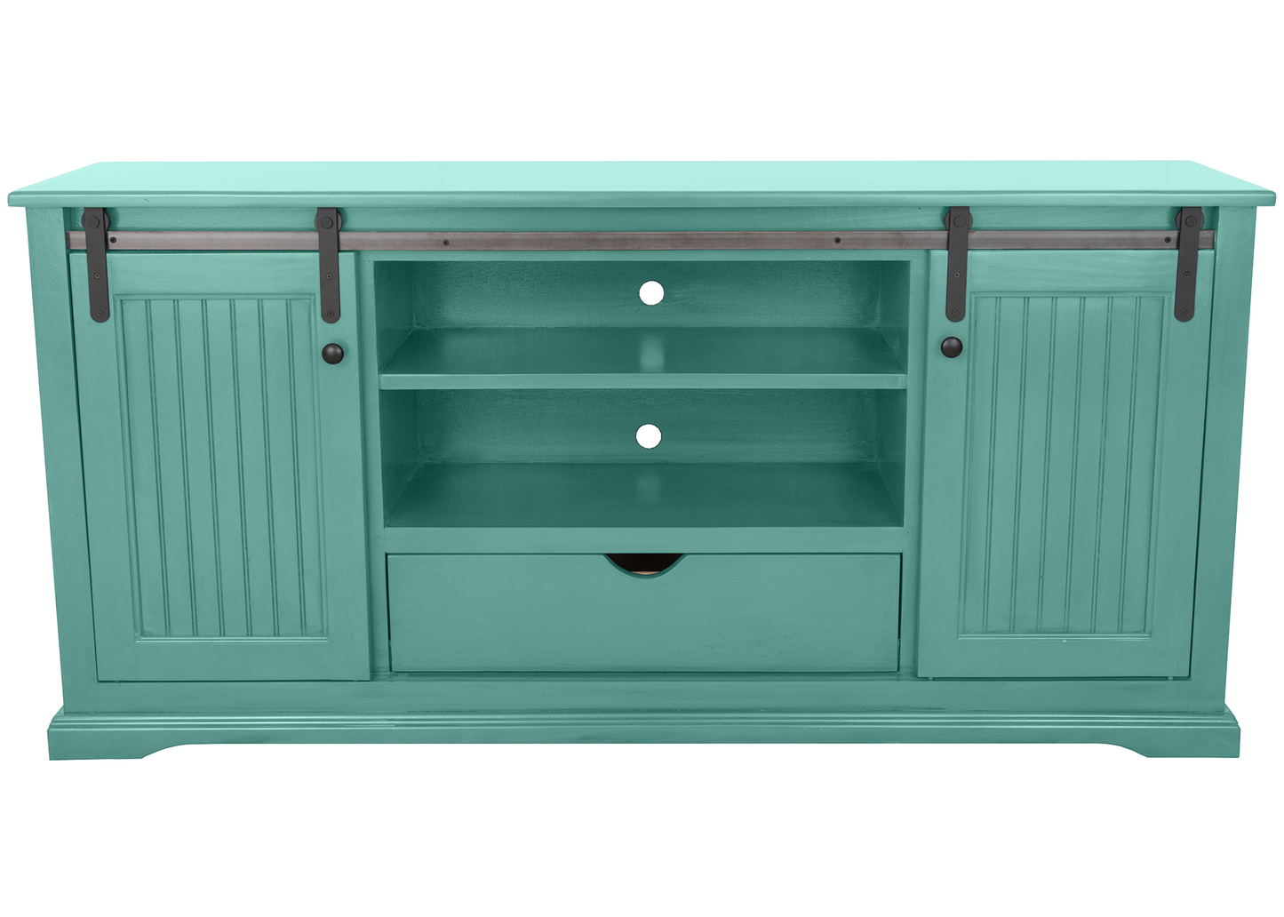 60" Coastal Solid Wood Sliding Door TV Console
