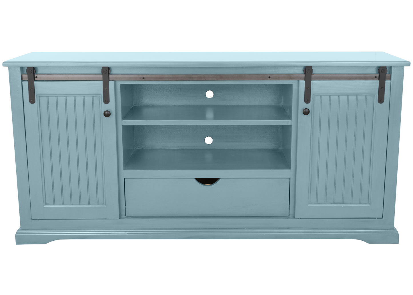 60" Coastal Solid Wood Sliding Door TV Console