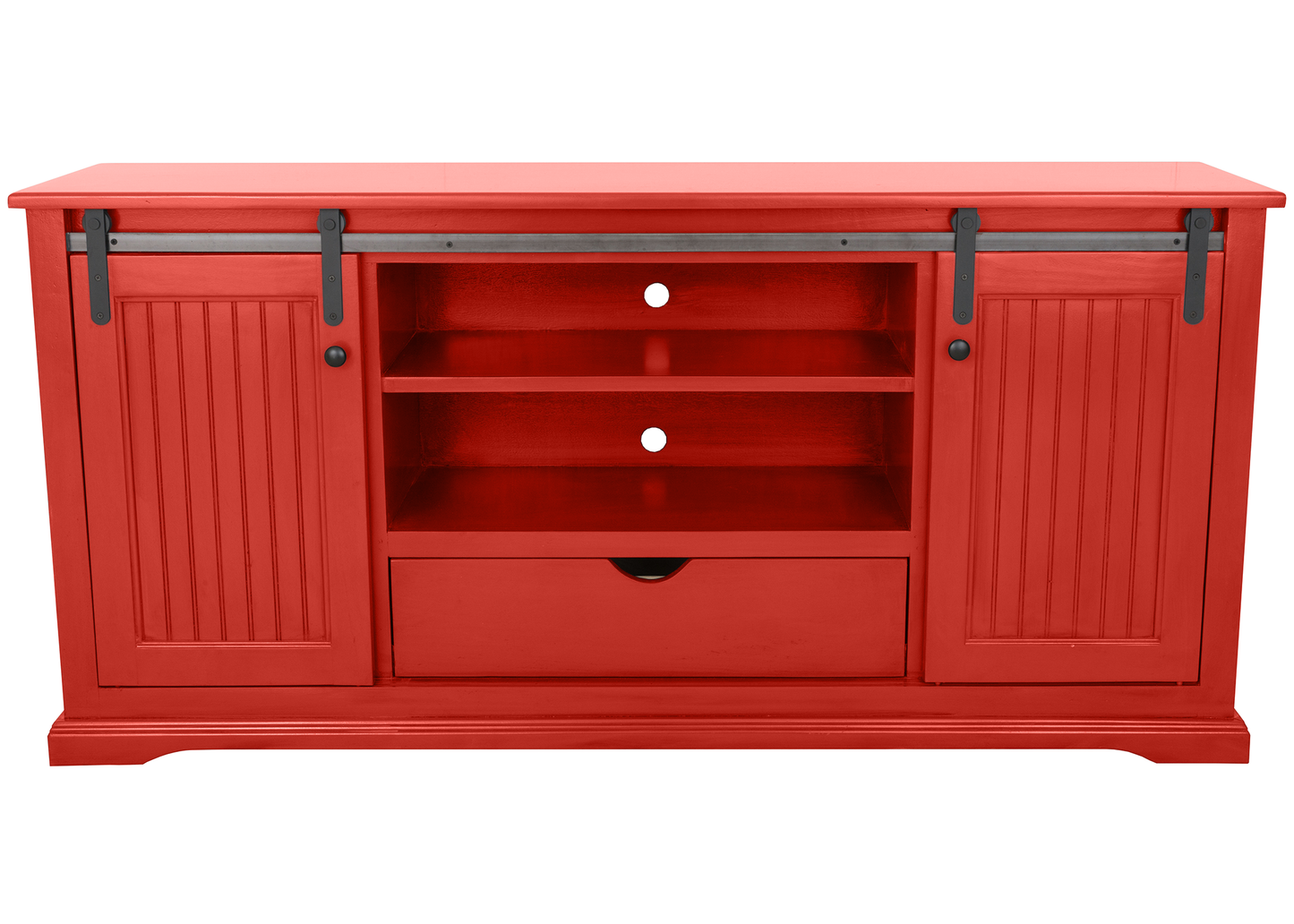 60" Coastal Solid Wood Sliding Door TV Console