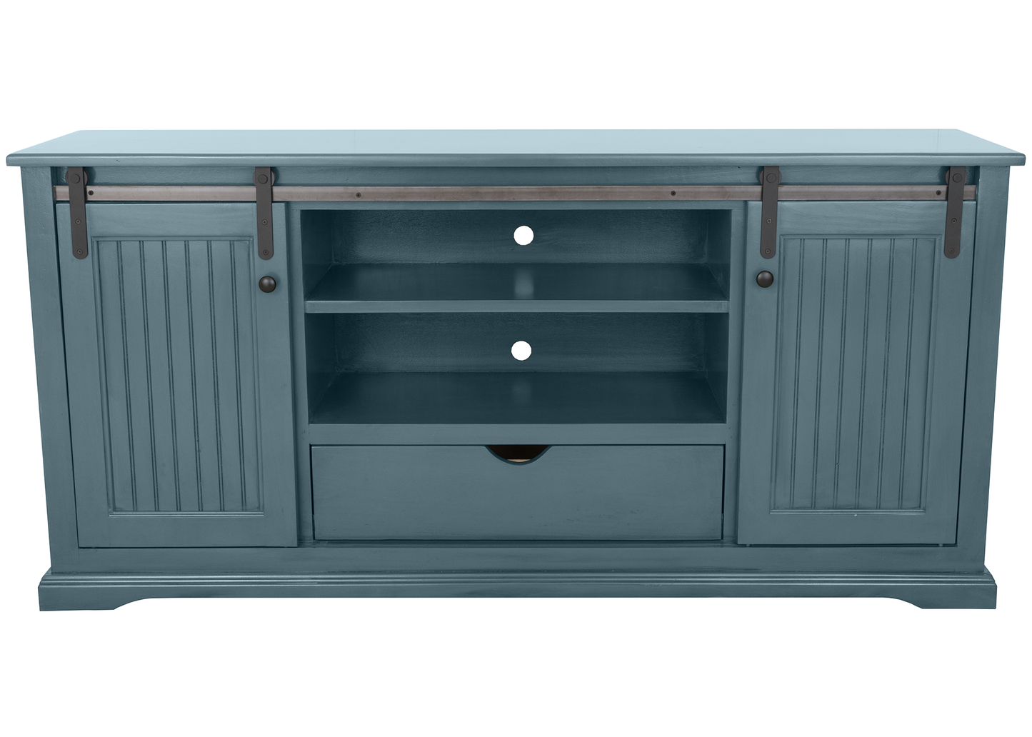 60" Coastal Solid Wood Sliding Door TV Console