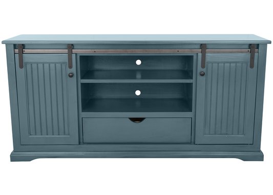 60" Coastal Solid Wood Sliding Door TV Console