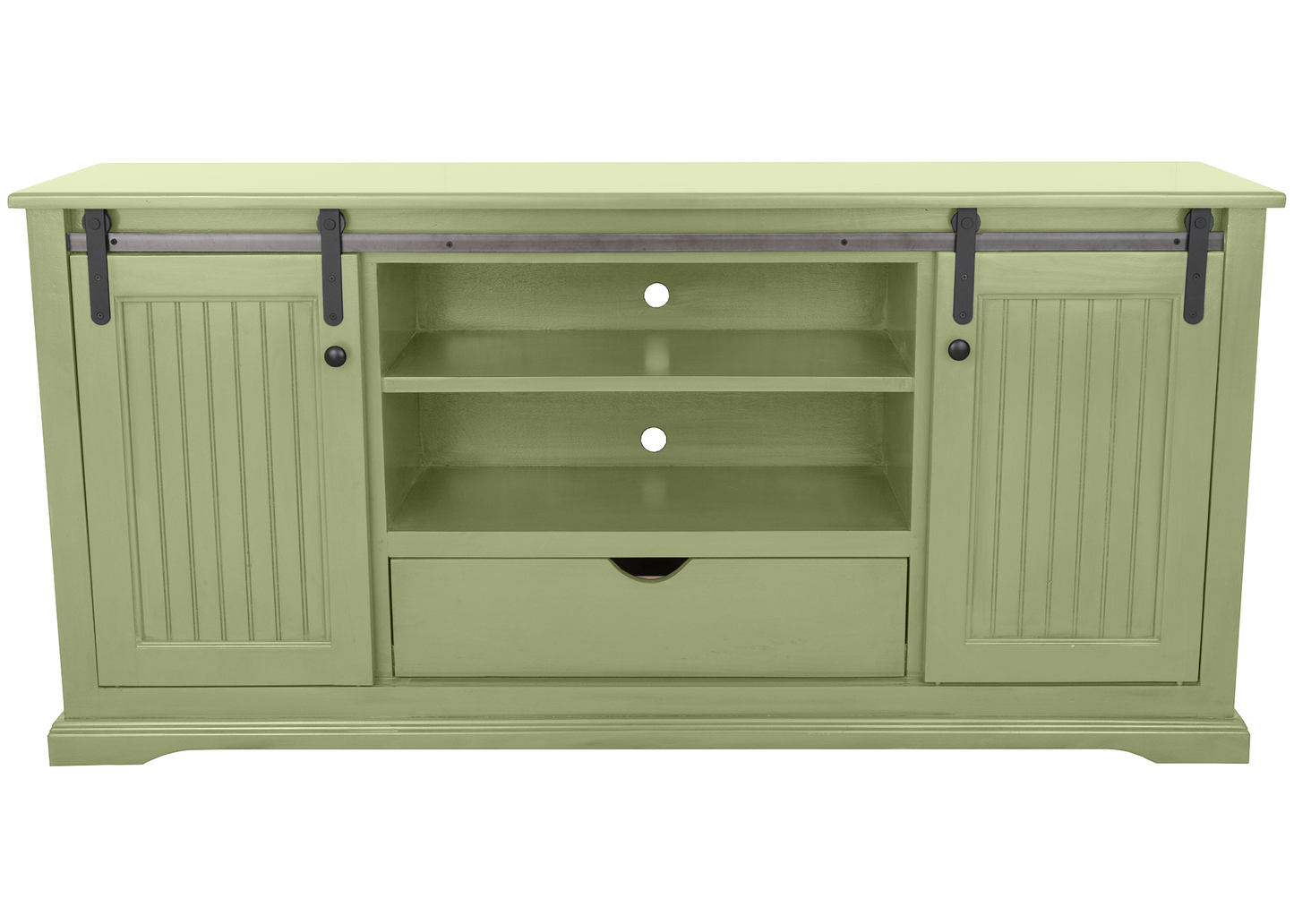 60" Coastal Solid Wood Sliding Door TV Console