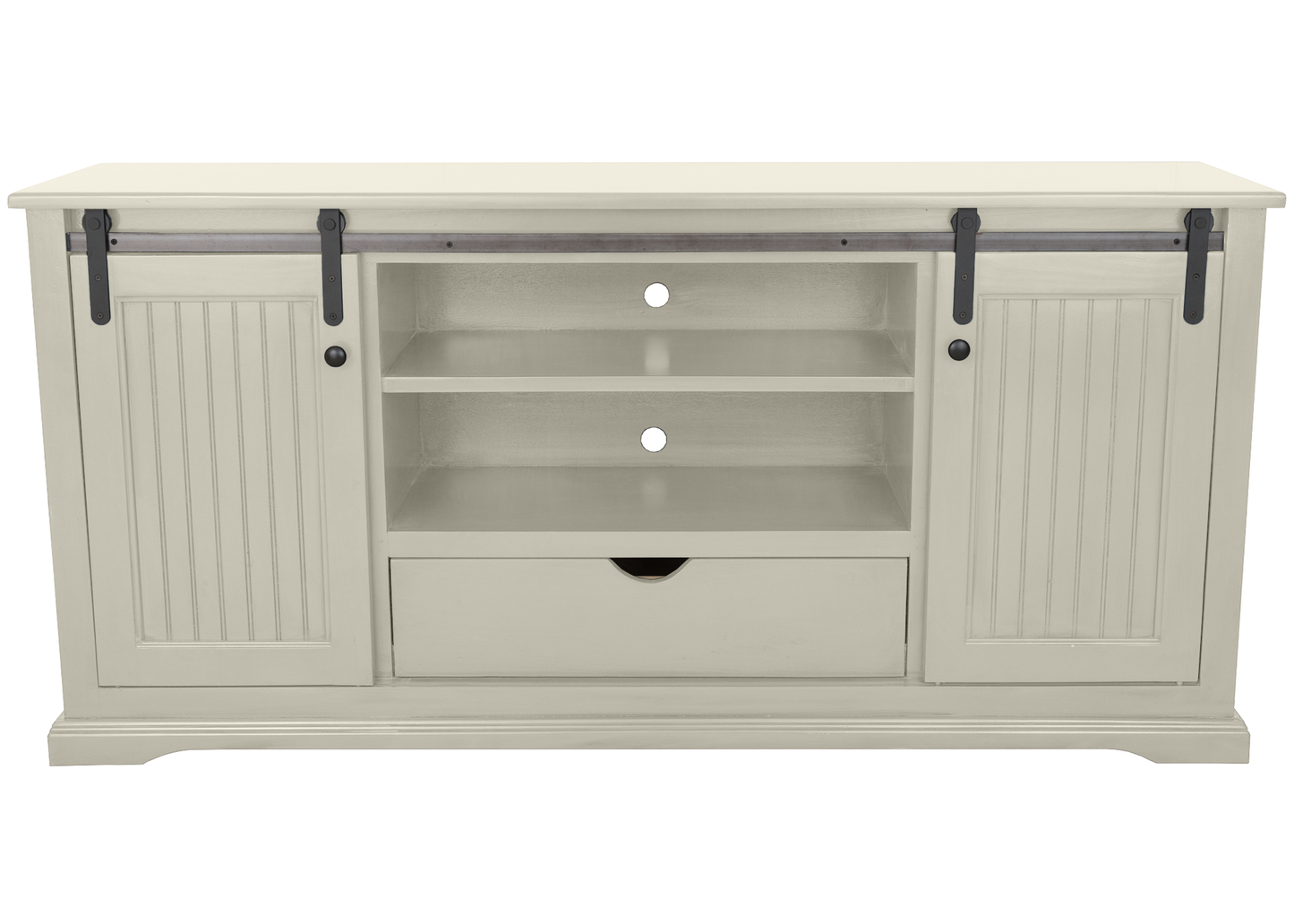 60" Coastal Solid Wood Sliding Door TV Console