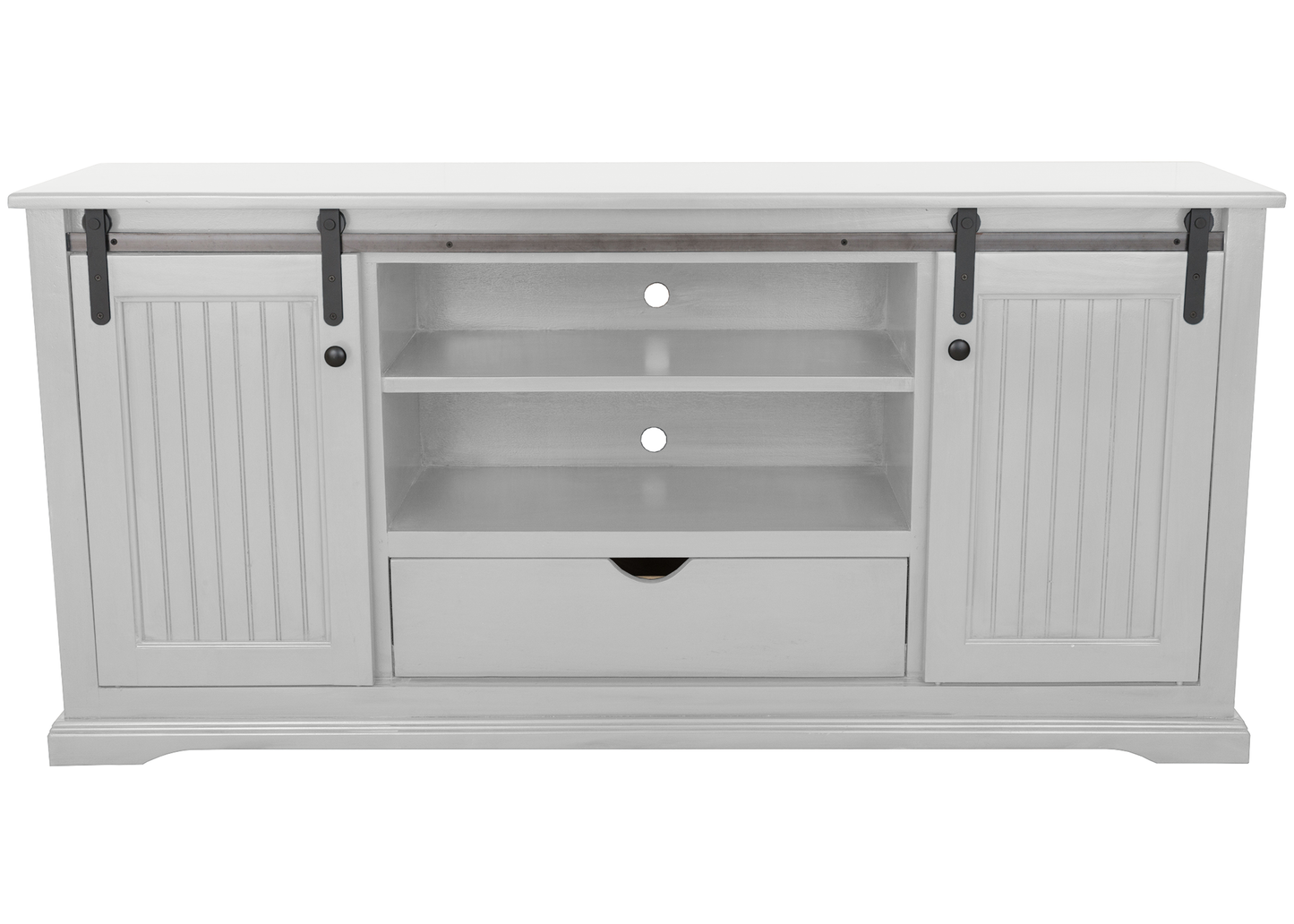 60" Coastal Solid Wood Sliding Door TV Console