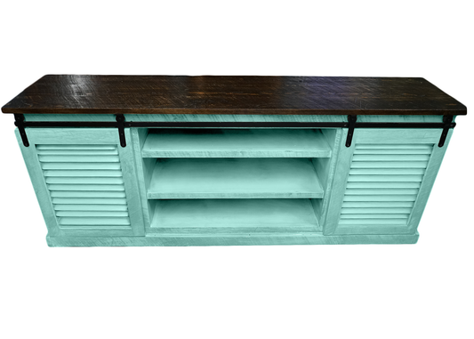 60" Rustic Solid Wood Sliding Door Shutter Style
