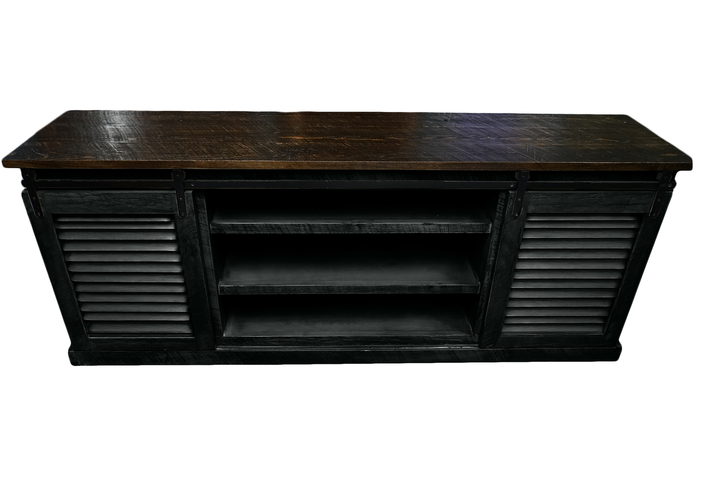 60" Rustic Solid Wood Sliding Door Shutter Style