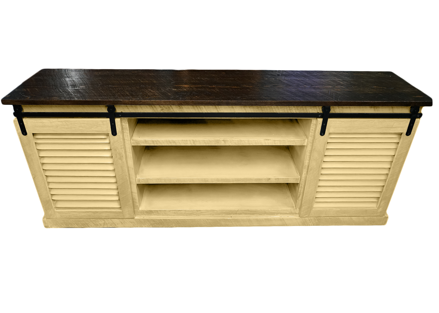 60" Rustic Solid Wood Sliding Door Shutter Style