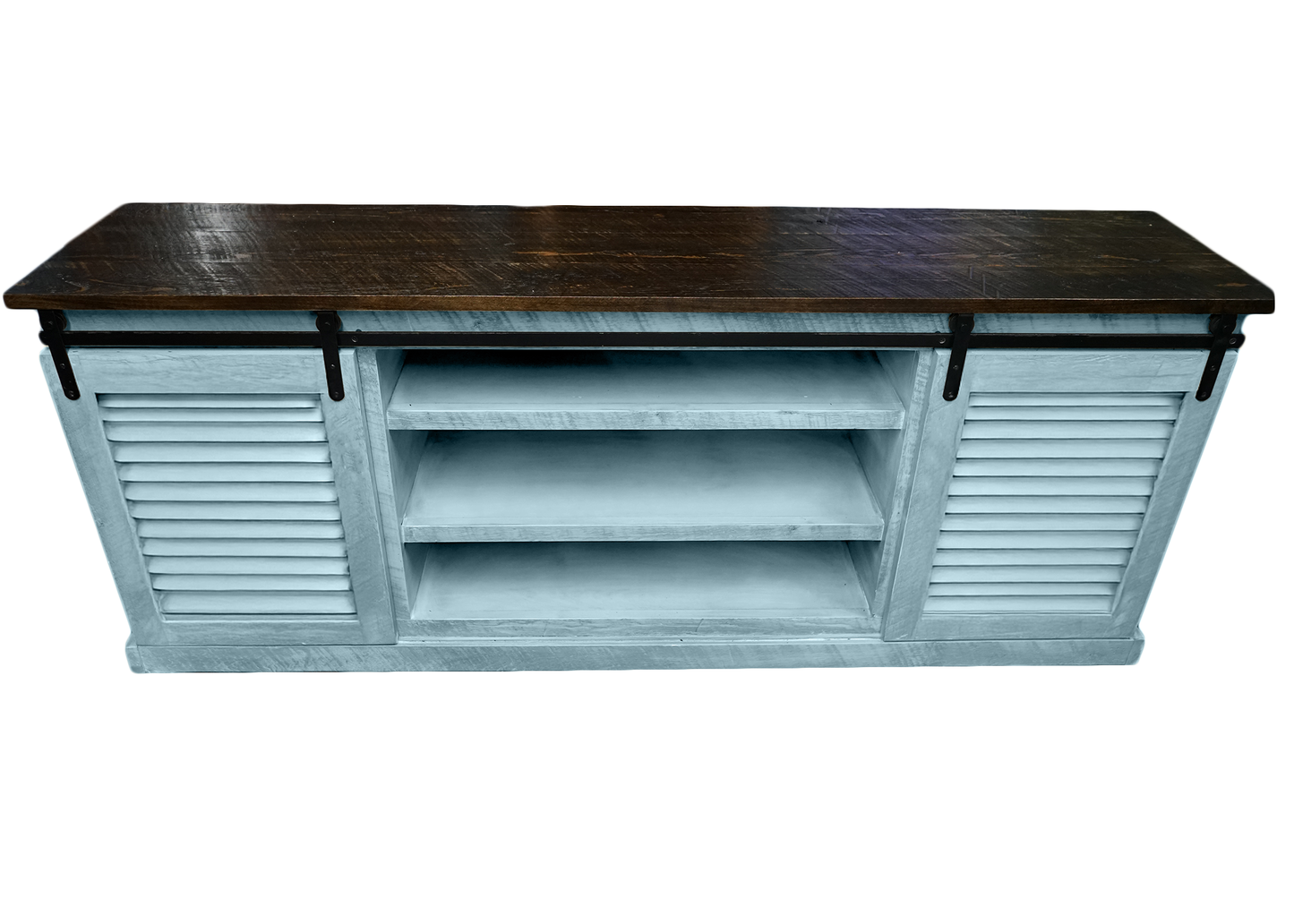 60" Rustic Solid Wood Sliding Door Shutter Style