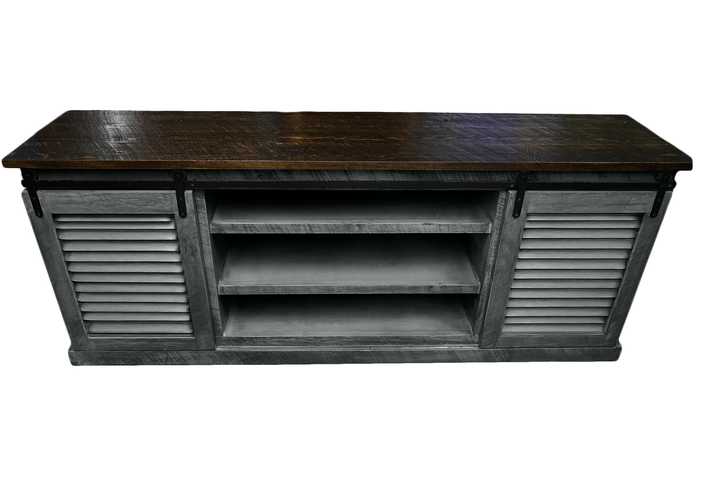 60" Rustic Solid Wood Sliding Door Shutter Style