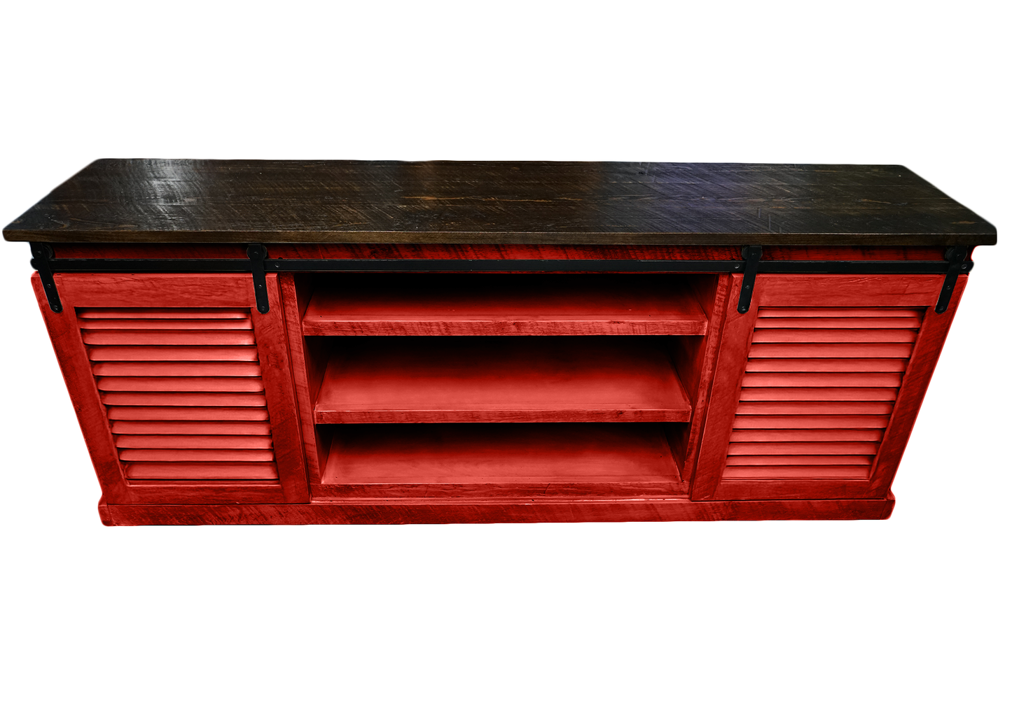 60" Rustic Solid Wood Sliding Door Shutter Style