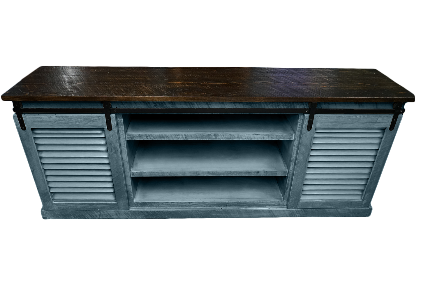 60" Rustic Solid Wood Sliding Door Shutter Style