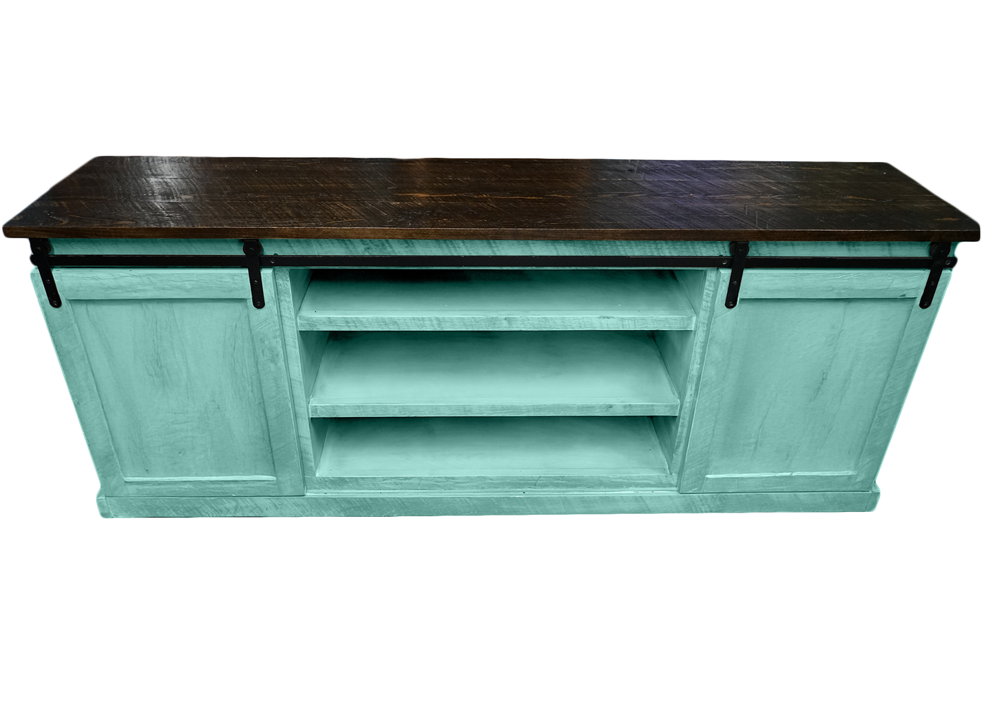 60" Rustic Solid Wood Sliding Door Flat Panel Style