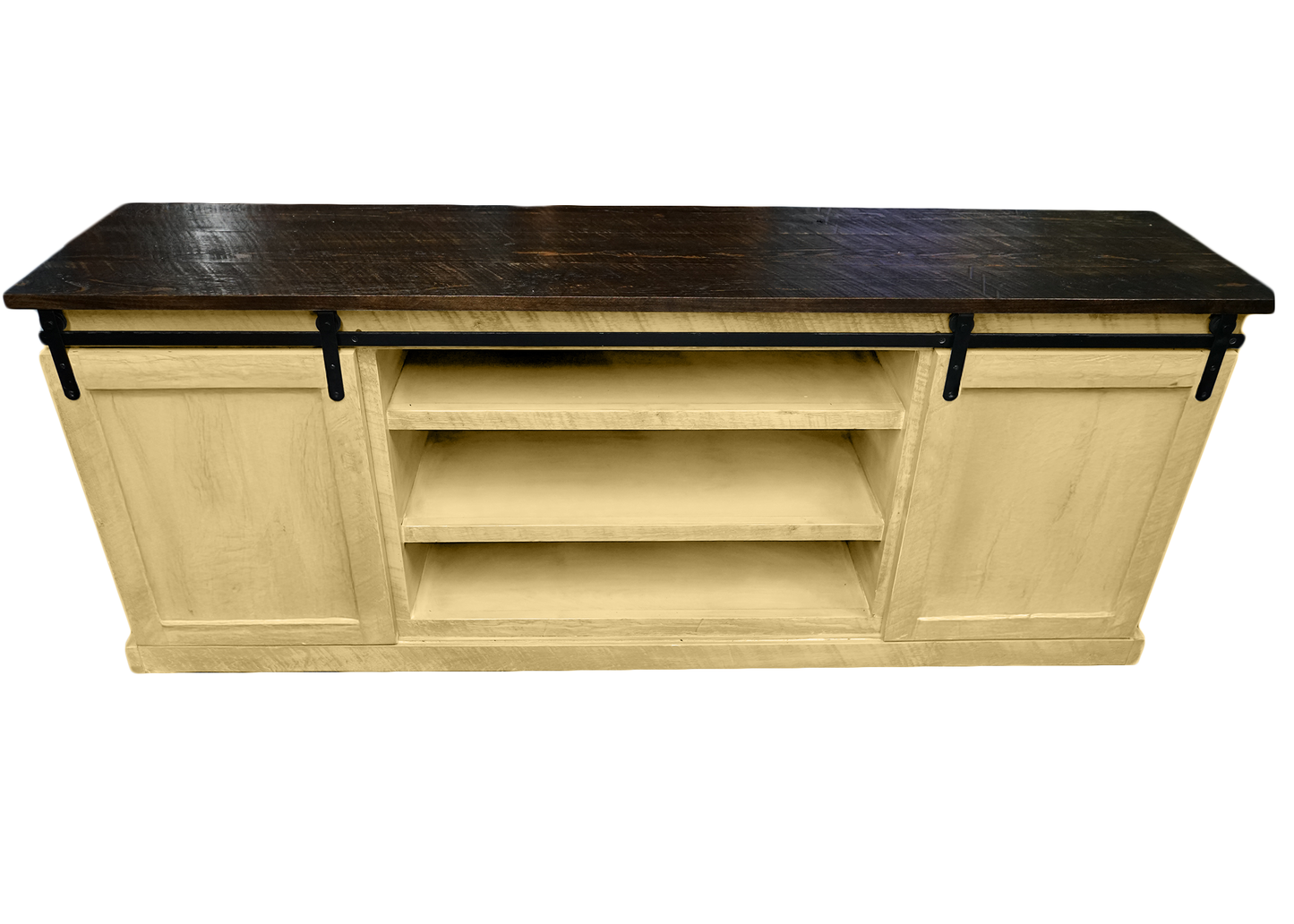 60" Rustic Solid Wood Sliding Door Flat Panel Style