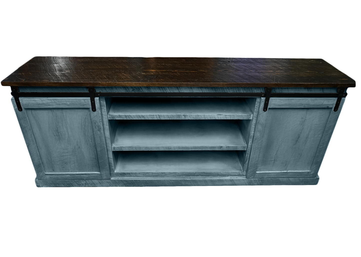 60" Rustic Solid Wood Sliding Door Flat Panel Style