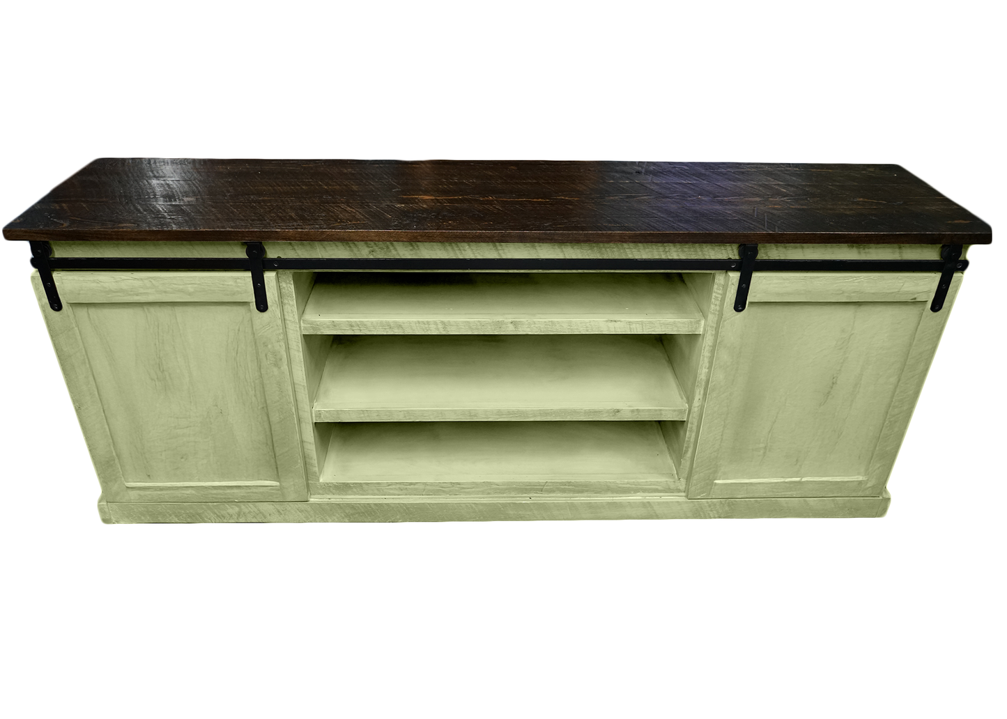 60" Rustic Solid Wood Sliding Door Flat Panel Style