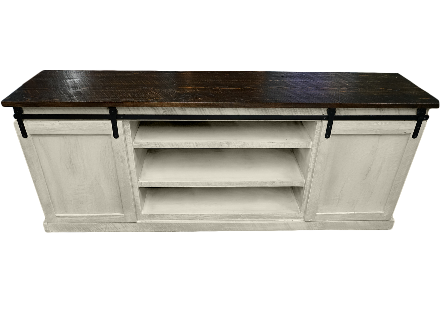 60" Rustic Solid Wood Sliding Door Flat Panel Style