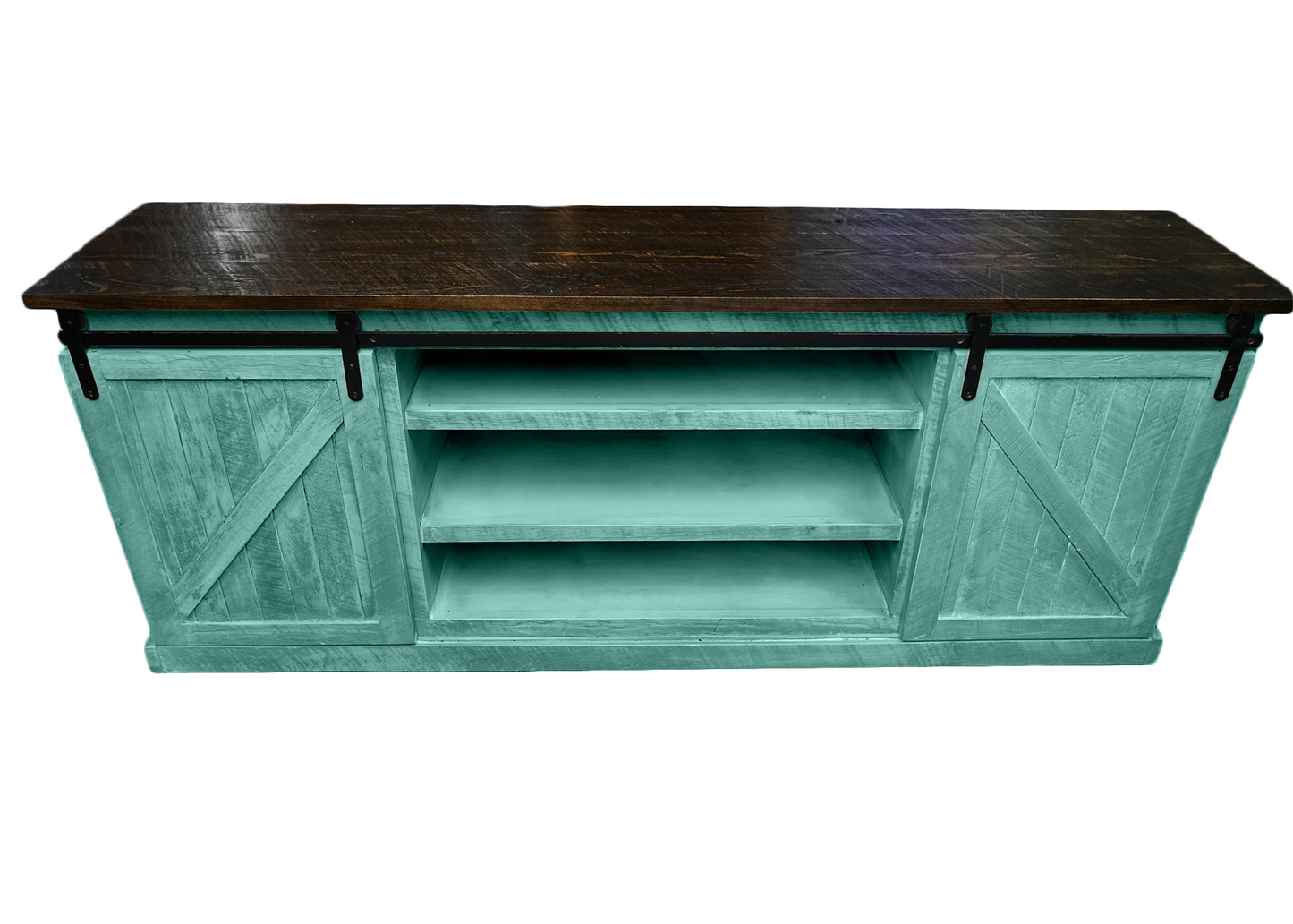 60" Rustic Solid Wood Sliding Barn Door TV Console