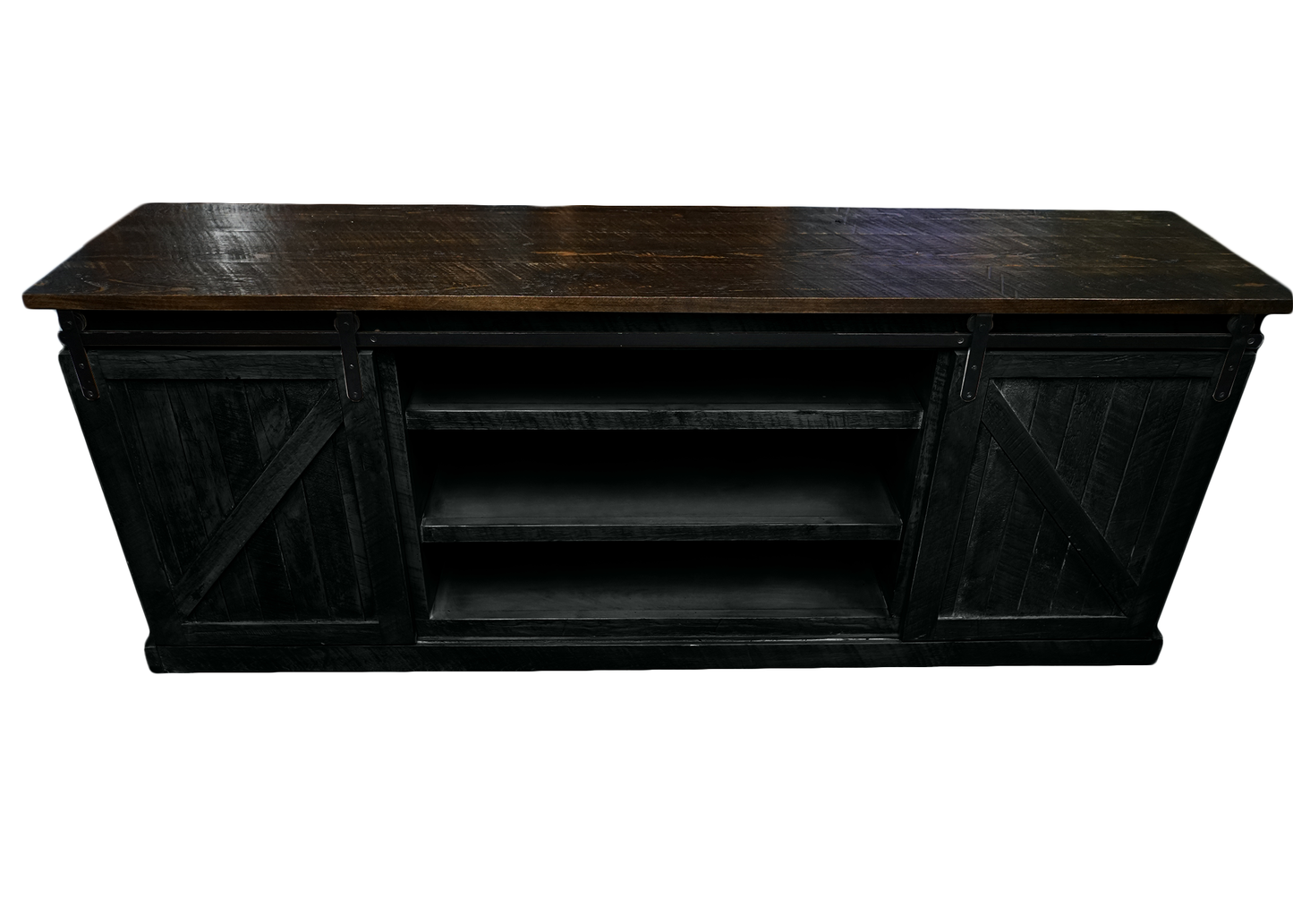 60" Rustic Solid Wood Sliding Barn Door TV Console