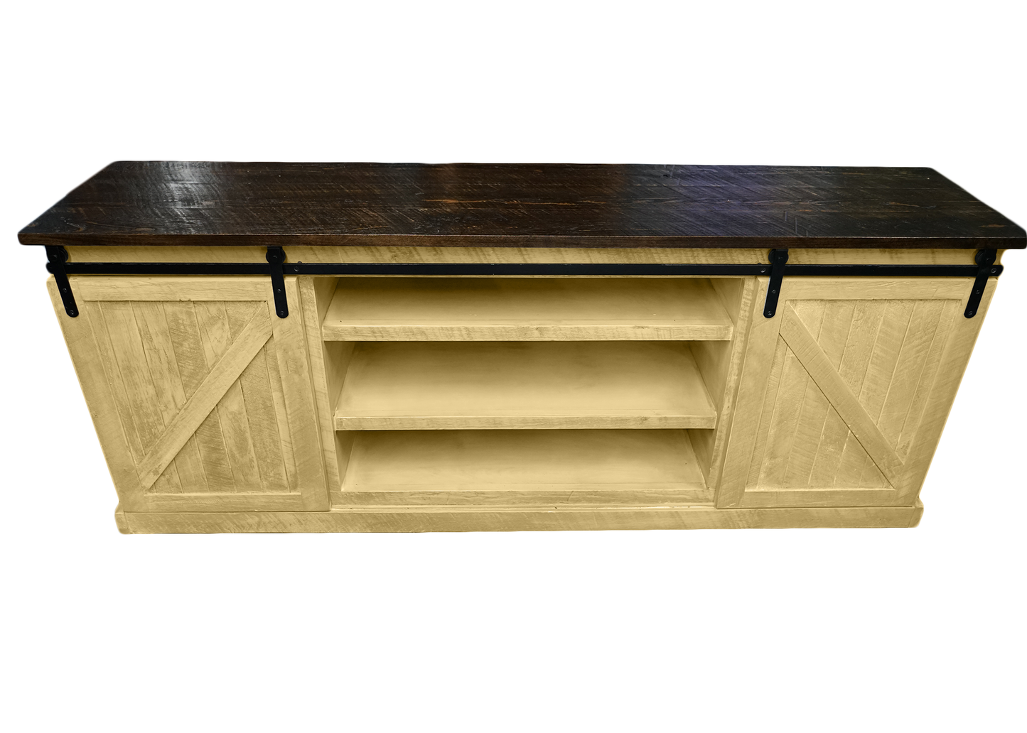 60" Rustic Solid Wood Sliding Barn Door TV Console