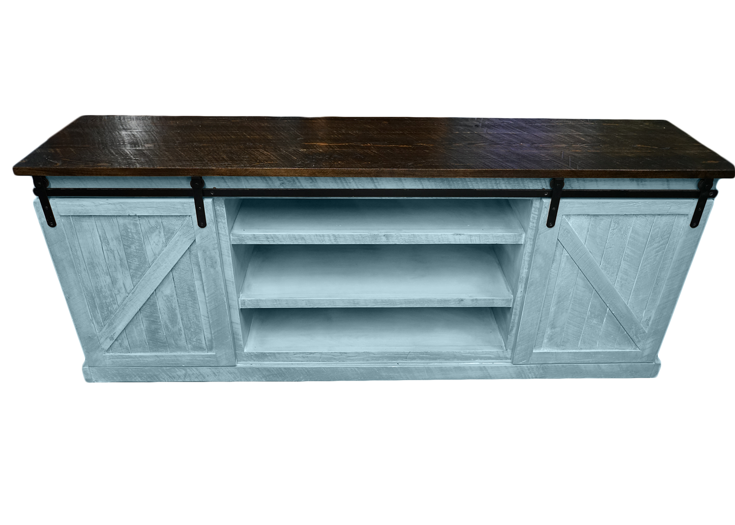 60" Rustic Solid Wood Sliding Barn Door TV Console